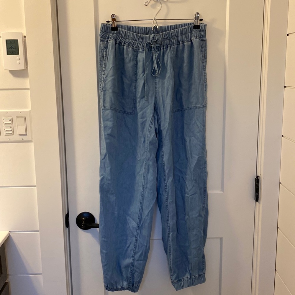 Womens light denim joggers